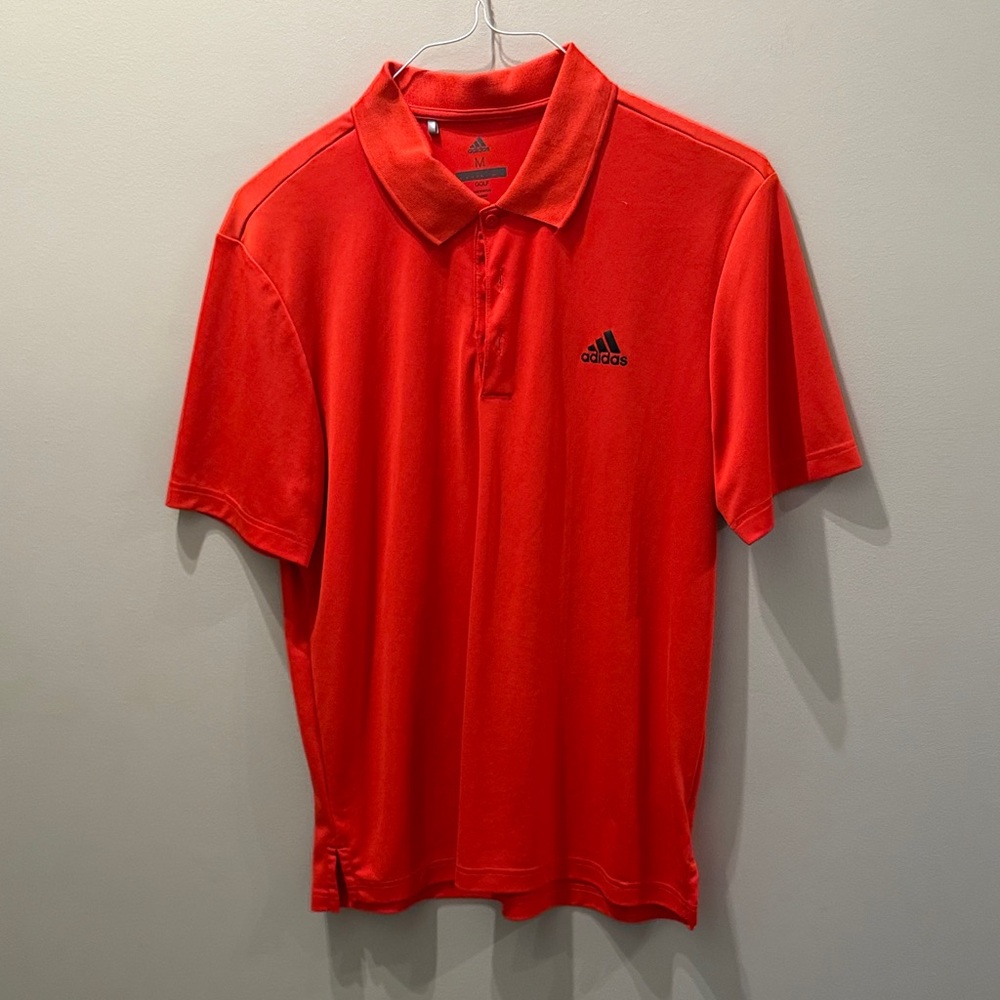 Adidas red golf polo